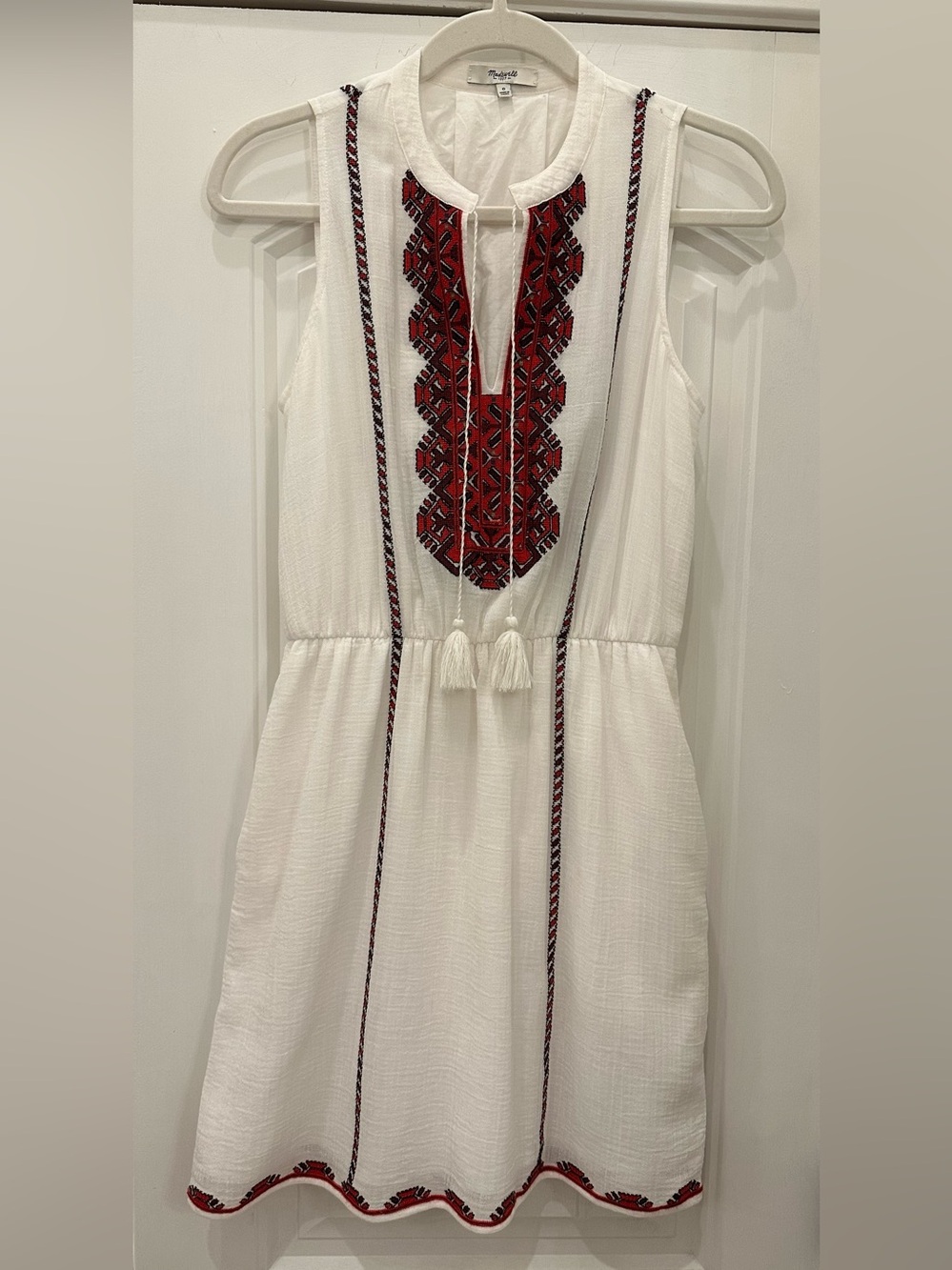 Madewell Embroidered Sleeveless Cotton Dress 0